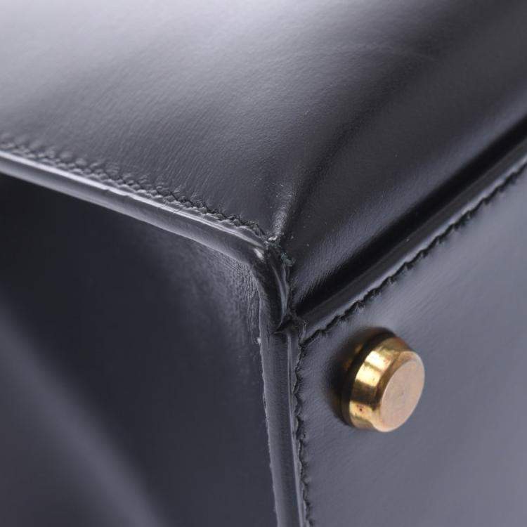 Pre Owned Hermes Black Box Leather Kelly Sellier 32 Bag
