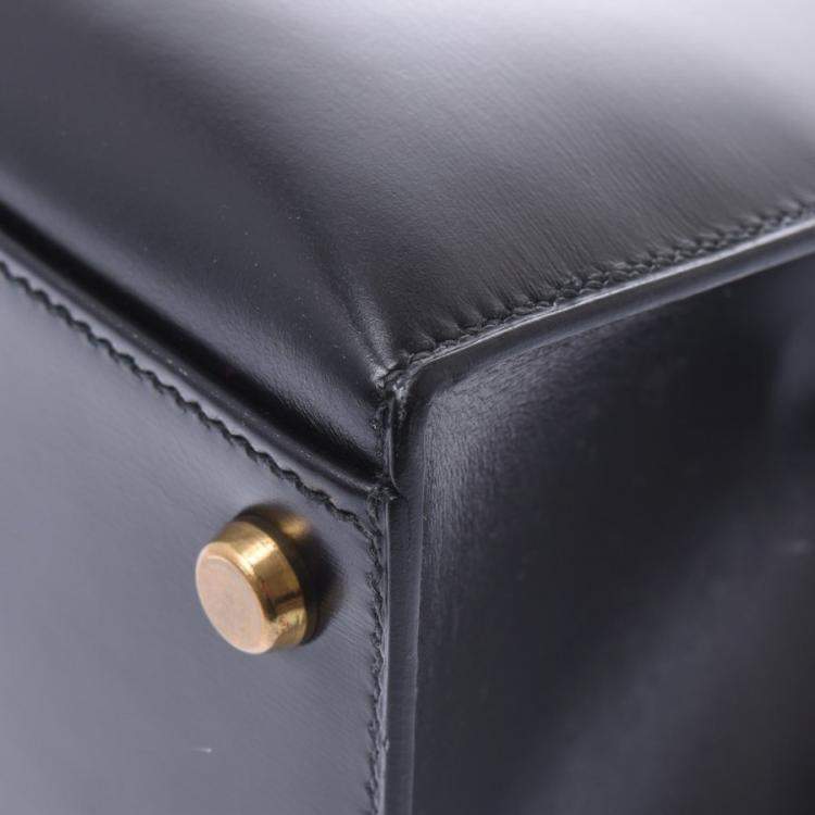 Pre Owned Hermes Black Box Leather Kelly Sellier 32 Bag