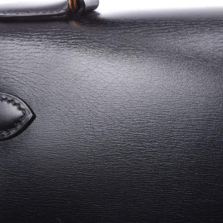 Pre Owned Hermes Black Box Leather Kelly Sellier 32 Bag