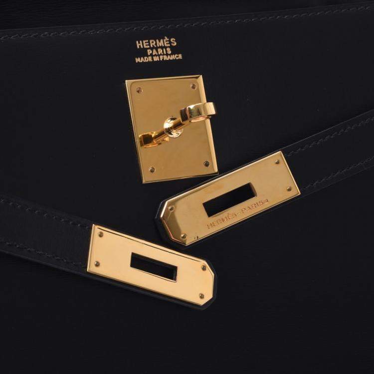 Pre Owned Hermes Black Box Leather Kelly Sellier 32 Bag