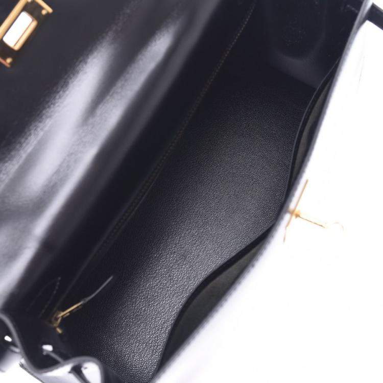 Pre Owned Hermes Black Box Leather Kelly Sellier 32 Bag