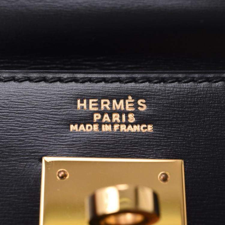 Pre Owned Hermes Black Box Leather Kelly Sellier 32 Bag