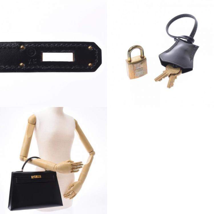Pre Owned Hermes Black Box Leather Kelly Sellier 32 Bag