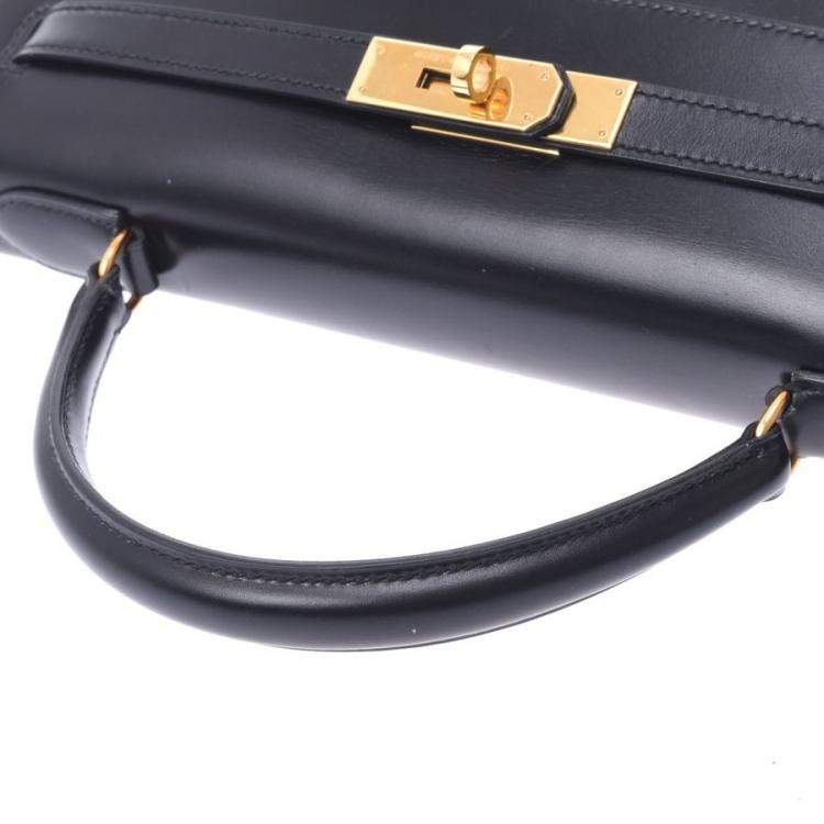 Pre Owned Hermes Black Box Leather Kelly Sellier 32 Bag