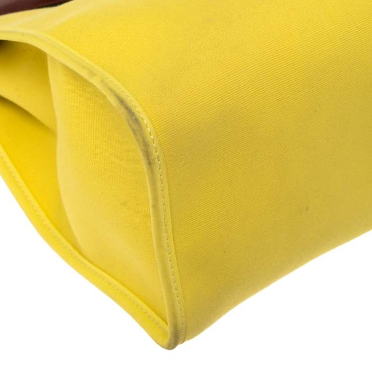 مملوكة مسبقًا Hermes Lime/Rouge Canvas and Leather Herbag Zip 31 Bag