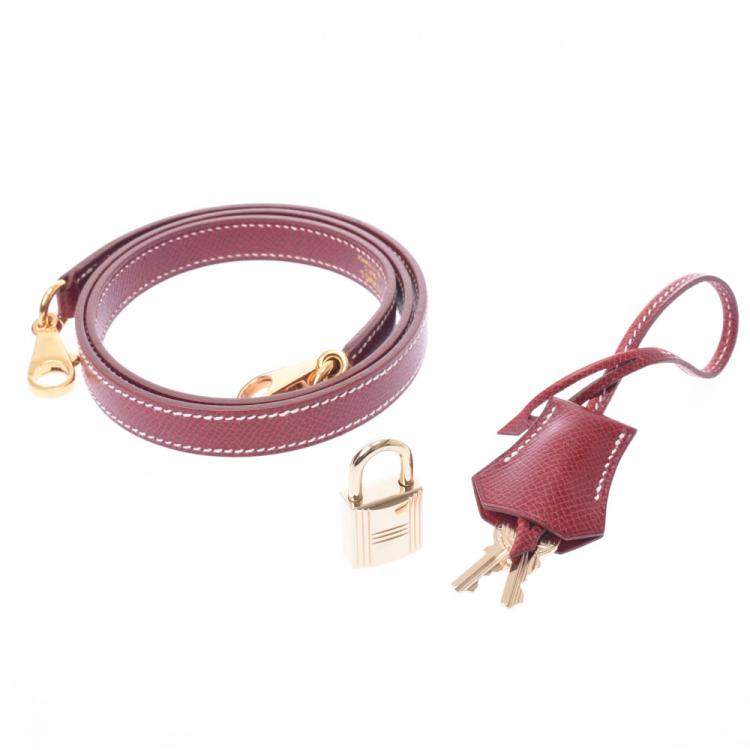 Pre Owned Hermes Burgundy Leather Kelly 35 bag