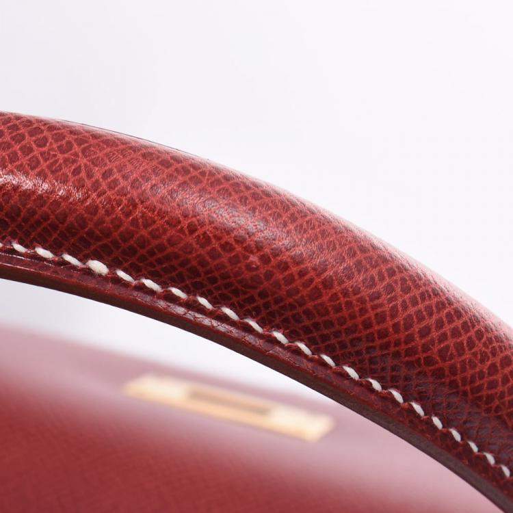 Pre Owned Hermes Burgundy Leather Kelly 35 bag