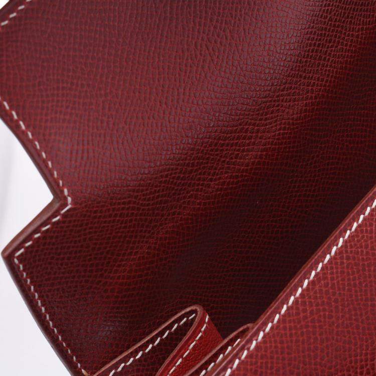 Pre Owned Hermes Burgundy Leather Kelly 35 bag