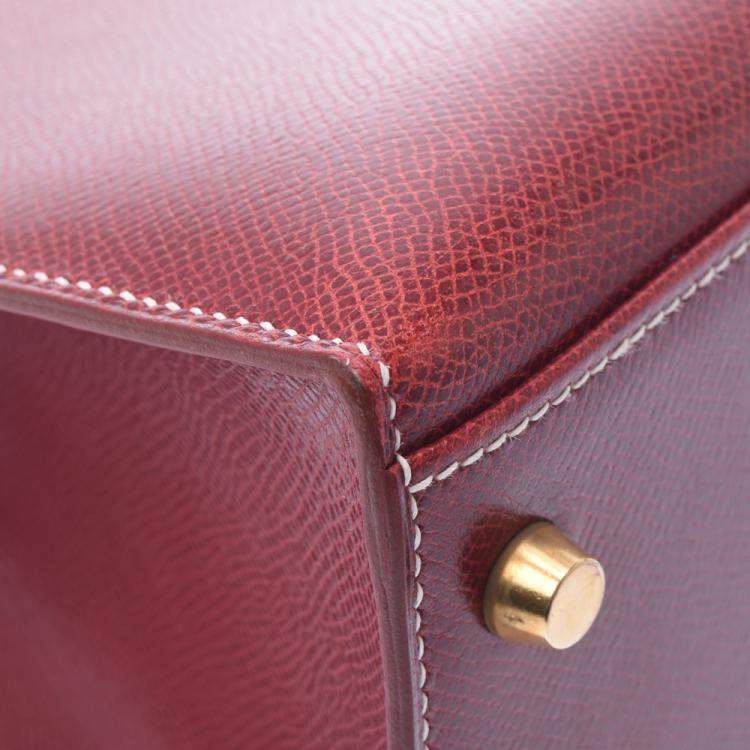 Pre Owned Hermes Burgundy Leather Kelly 35 bag