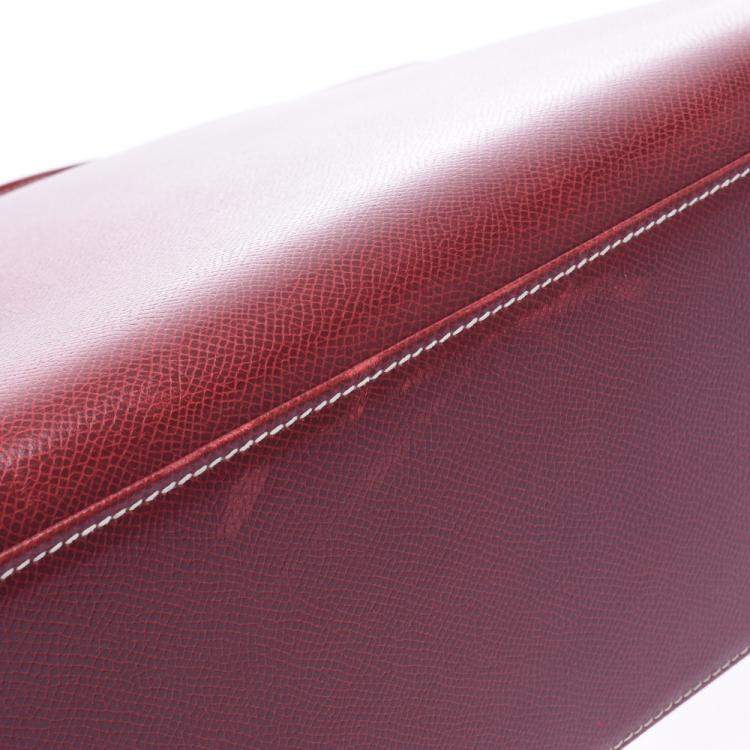 Pre Owned Hermes Burgundy Leather Kelly 35 bag