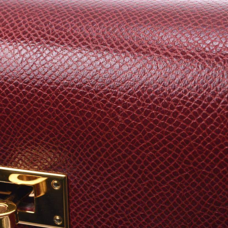 Pre Owned Hermes Burgundy Leather Kelly 35 bag