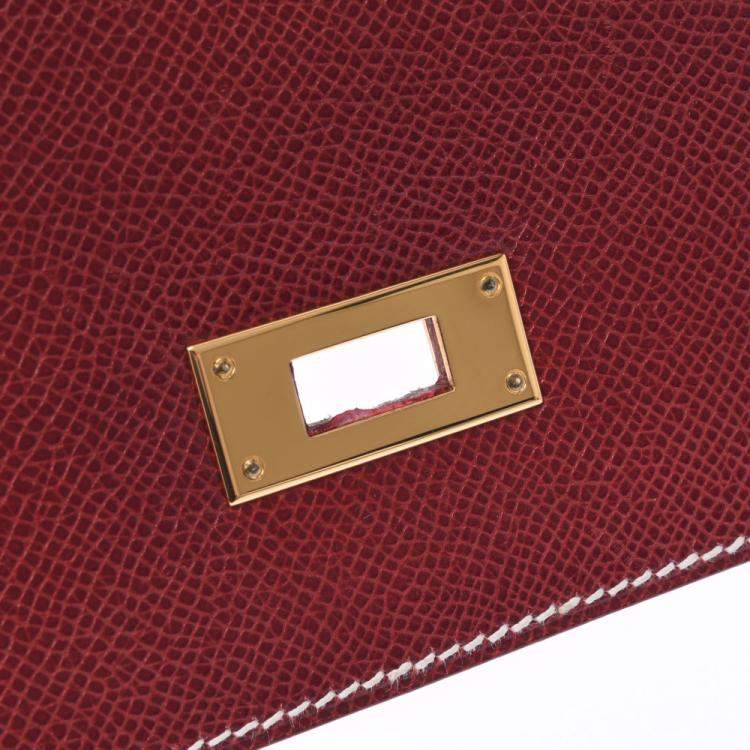 Pre Owned Hermes Burgundy Leather Kelly 35 bag