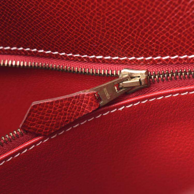 Pre Owned Hermes Burgundy Leather Kelly 35 bag