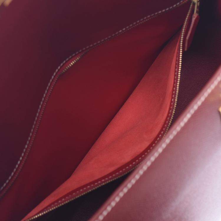 Pre Owned Hermes Burgundy Leather Kelly 35 bag