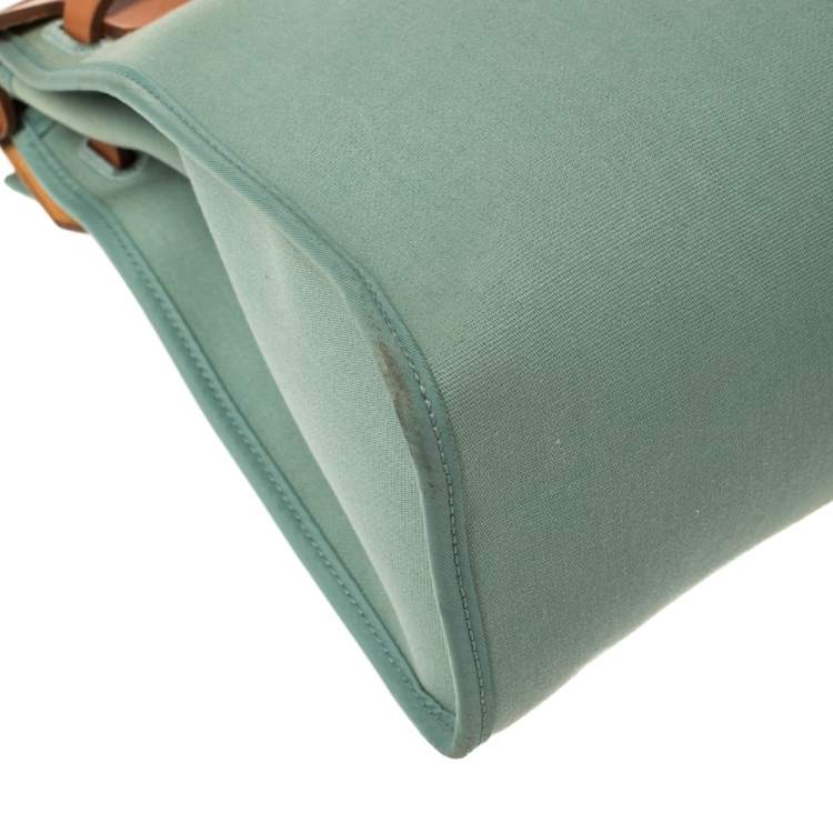 Pre Owned Hermes Barenia/Ciel Canvas And Leather Herbag Zip 31 Bag