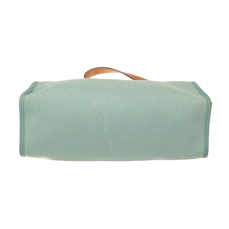 Pre Owned Hermes Barenia/Ciel Canvas And Leather Herbag Zip 31 Bag