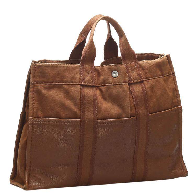 Pre Owned Hermes Brown Canvas  Fourre Tout MM Bag