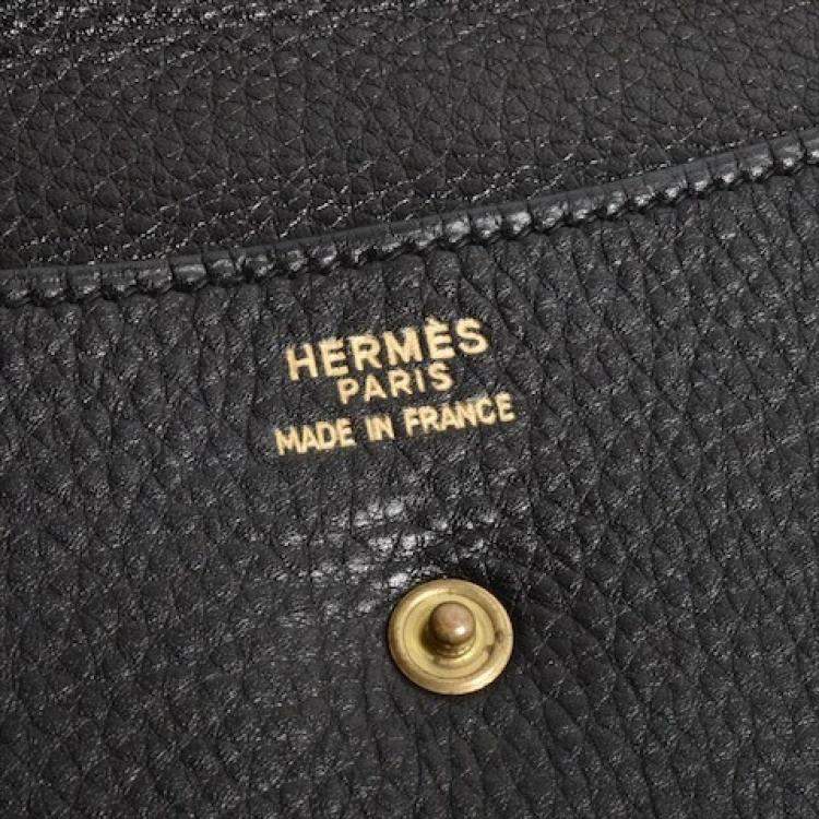 Pre Owned Hermes Black Leather Vintage Rio Clutch Bag