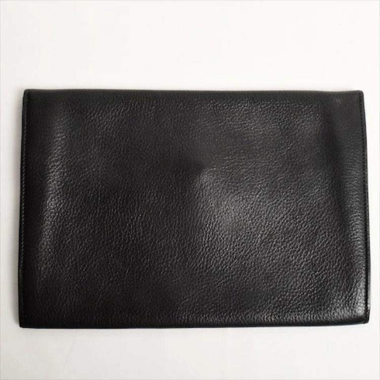 Pre Owned Hermes Black Leather Vintage Rio Clutch Bag