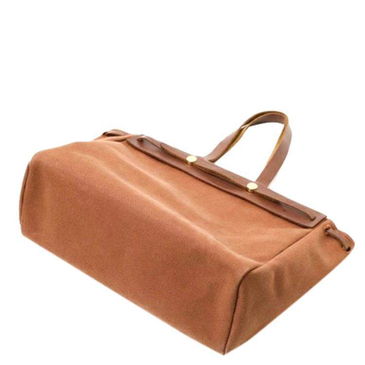 مملوكة مسبقًا Hermes Brown Leather Herbag Cabas Tote bag