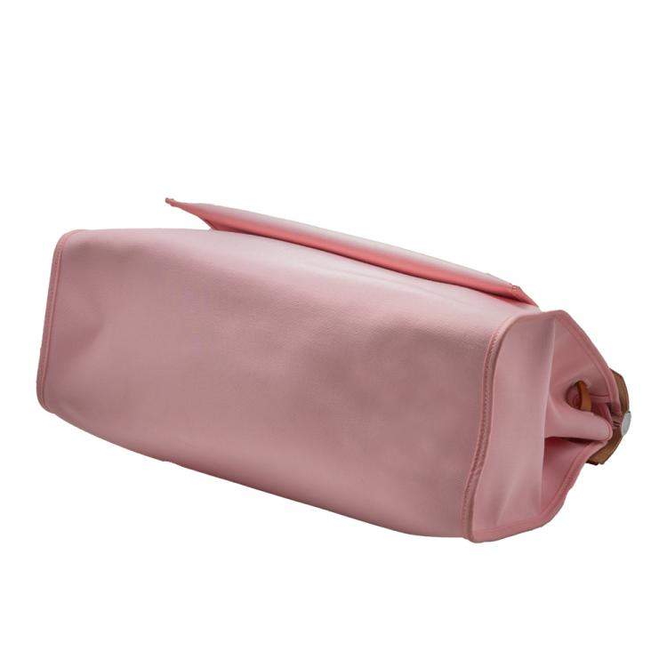Pre Owned Hermes Pink & Brown Canvas & Leather Herbag 39 Bag