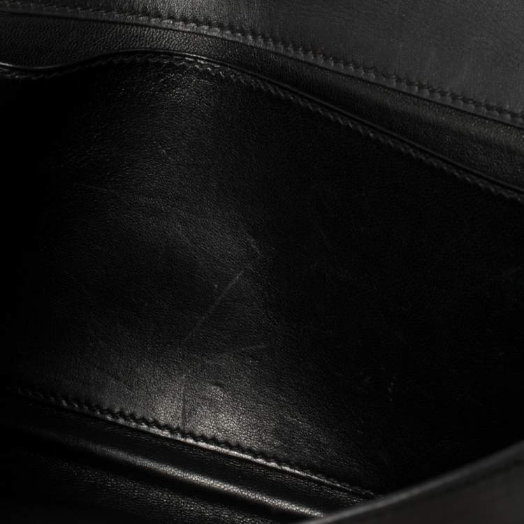 Pre Owned Hermes Black Leather Palladium Hardware Goodlock Clutch