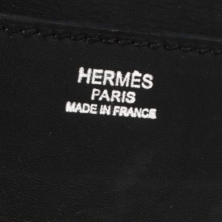 Pre Owned Hermes Black Leather Palladium Hardware Goodlock Clutch