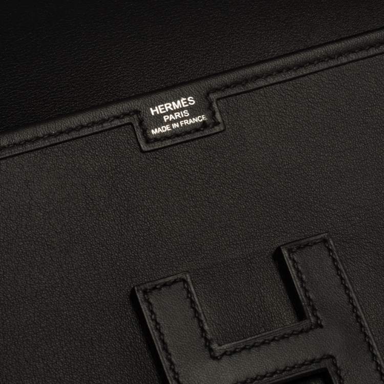 Pre Owned Hermes Black Swift Leather Elan Jige 29 Clutch