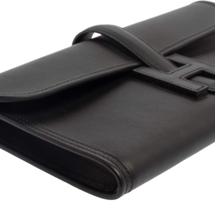 Pre Owned Hermes Black Swift Leather Elan Jige 29 Clutch