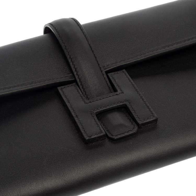 Pre Owned Hermes Black Swift Leather Elan Jige 29 Clutch