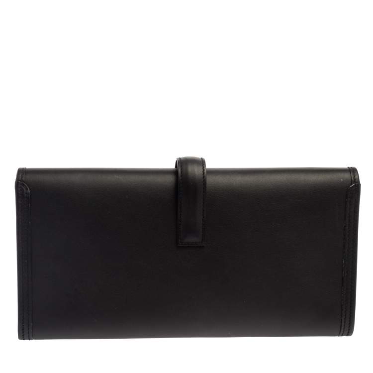 Pre Owned Hermes Black Swift Leather Elan Jige 29 Clutch