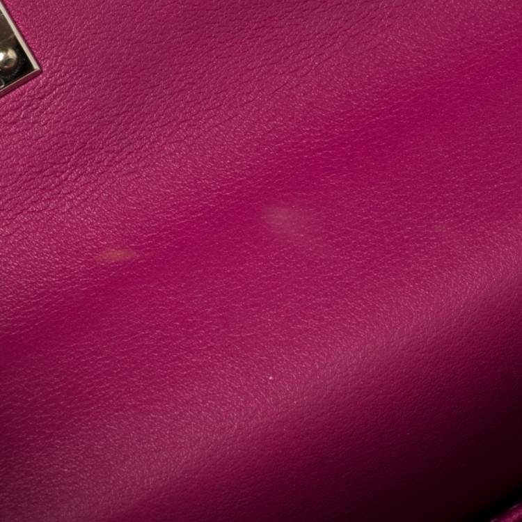 Pre Owned Hermes Cyclamen Swift Leather Palladium Hardware Kelly Pochette