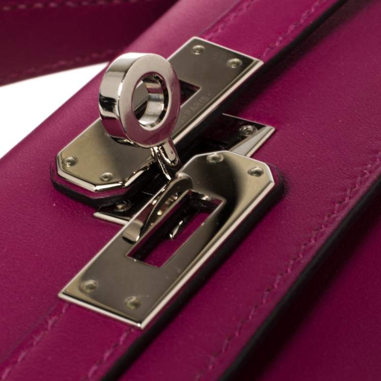 Pre Owned Hermes Cyclamen Swift Leather Palladium Hardware Kelly Pochette