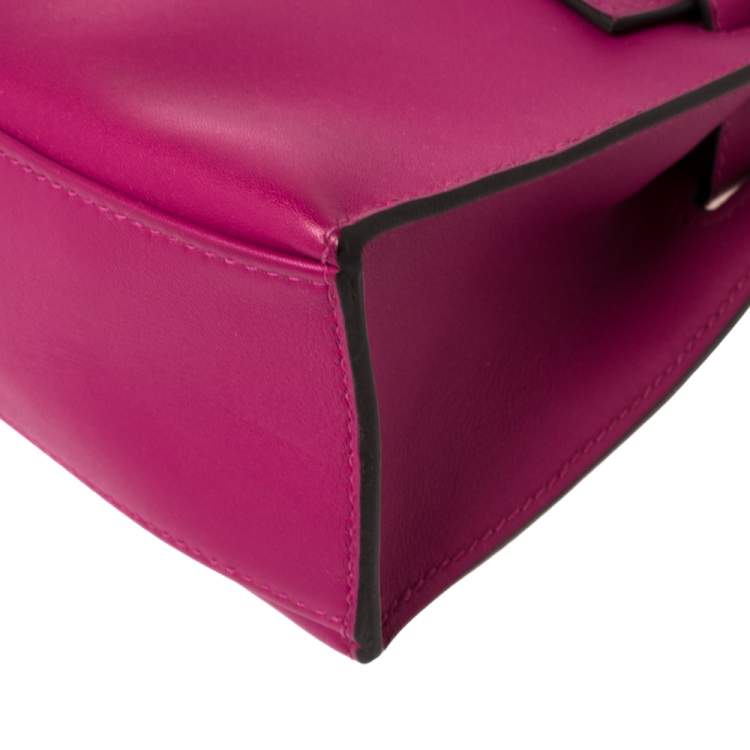 Pre Owned Hermes Cyclamen Swift Leather Palladium Hardware Kelly Pochette