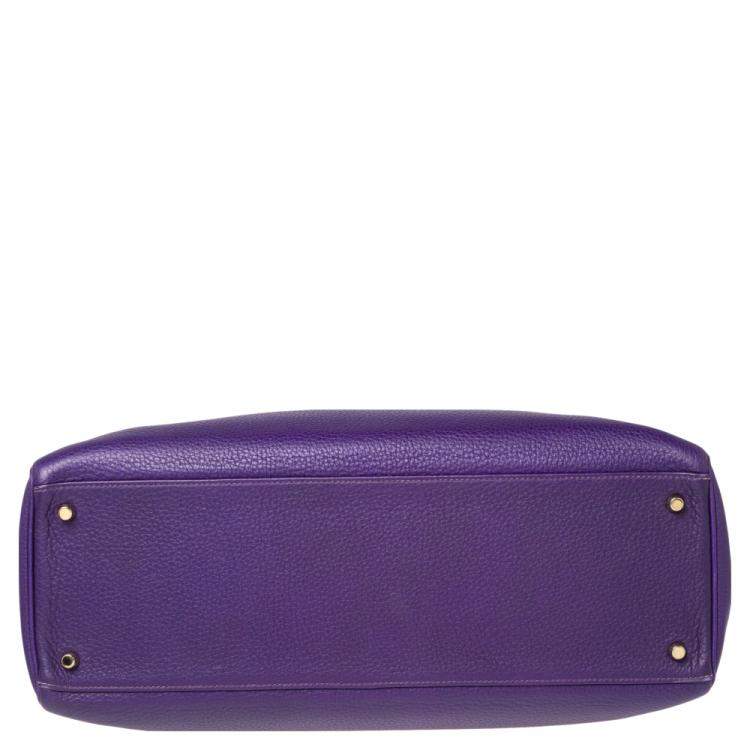 Pre Owned Hermes Ultraviolet Togo Leather Gold Plated Kelly Retourne 40 Bag