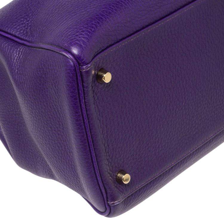 Pre Owned Hermes Ultraviolet Togo Leather Gold Plated Kelly Retourne 40 Bag