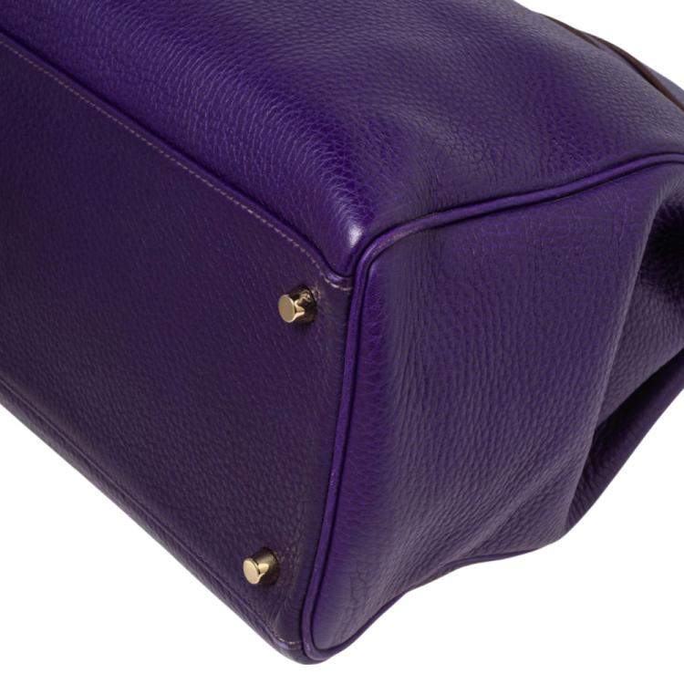 Pre Owned Hermes Ultraviolet Togo Leather Gold Plated Kelly Retourne 40 Bag