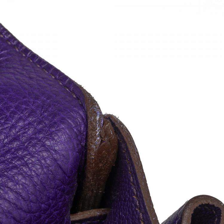Pre Owned Hermes Ultraviolet Togo Leather Gold Plated Kelly Retourne 40 Bag