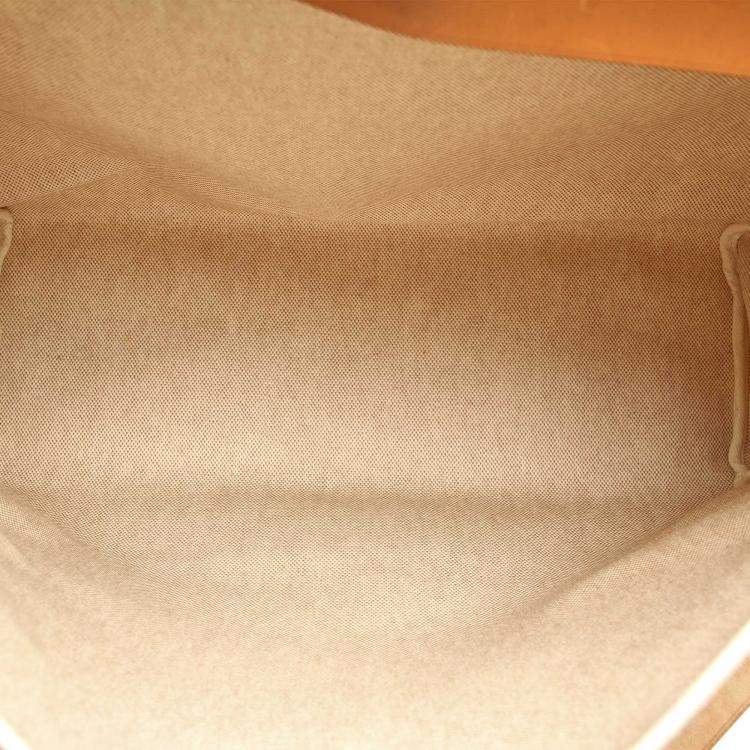 Pre Owned Hermes Cream/Brown Toile Canvas Herbag GM Bag
