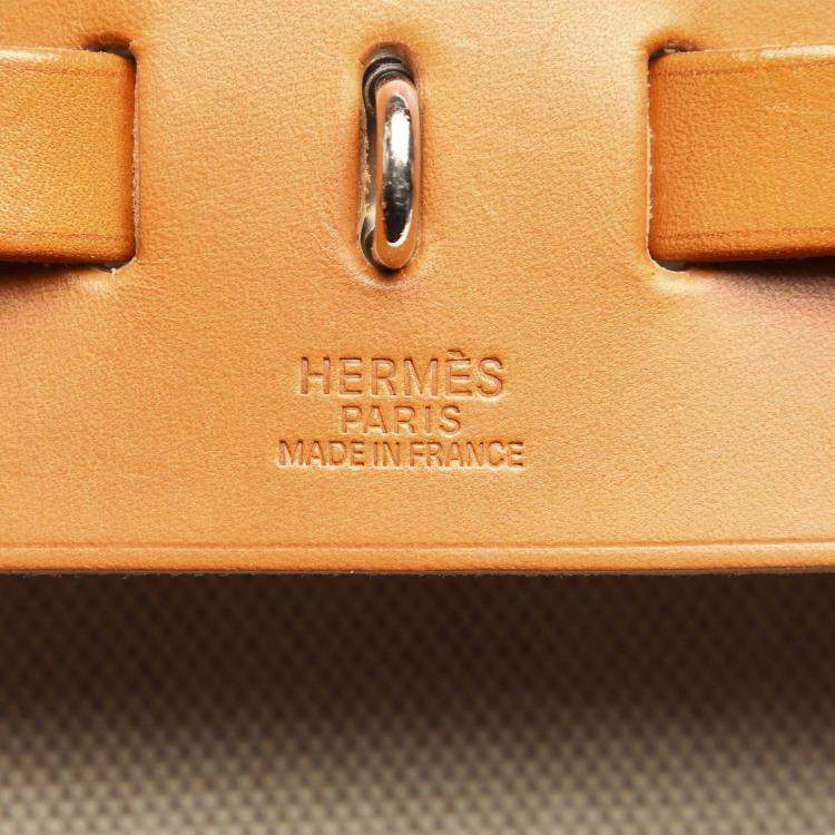 Pre Owned Hermes Cream/Brown Toile Canvas Herbag GM Bag