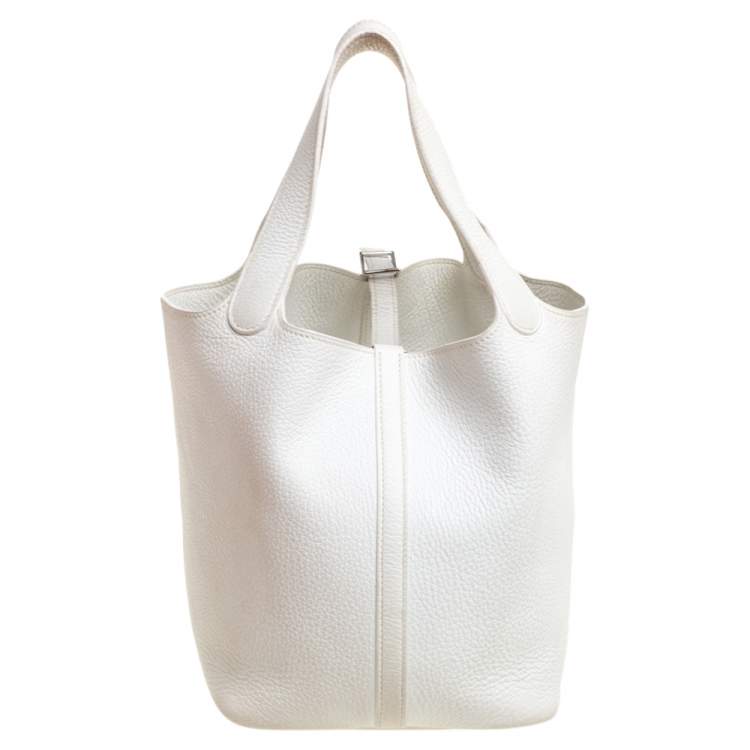 Pre Owned Hermes White Togo Leather Picotin MM Bag