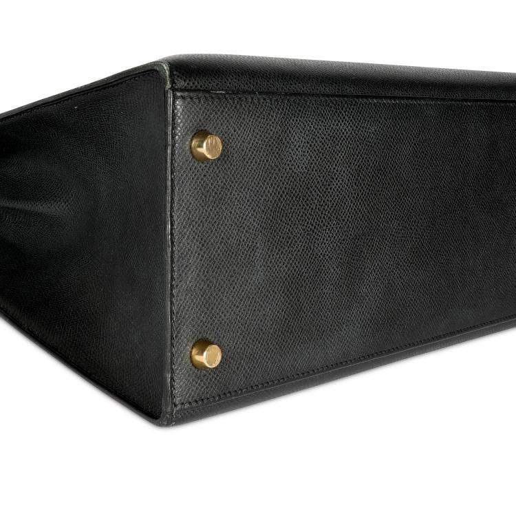 Pre Owned Hermes Black Epsom Leather Gold Hardware Kelly Sellier 35 Bag
