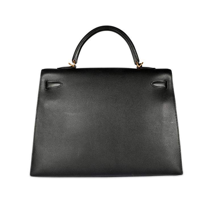 Pre Owned Hermes Black Epsom Leather Gold Hardware Kelly Sellier 35 Bag