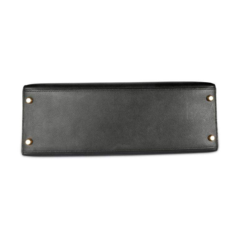 Pre Owned Hermes Black Epsom Leather Gold Hardware Kelly Sellier 35 Bag