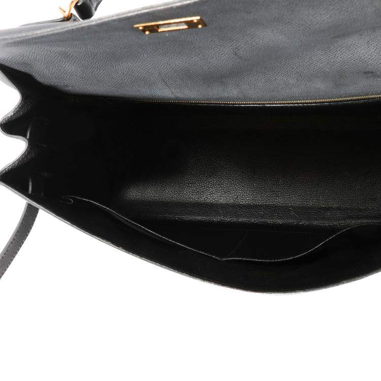 Pre Owned Hermes Black Epsom Leather Gold Hardware Kelly Sellier 35 Bag