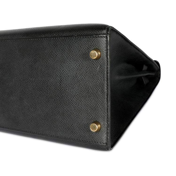 Pre Owned Hermes Black Epsom Leather Gold Hardware Kelly Sellier 35 Bag