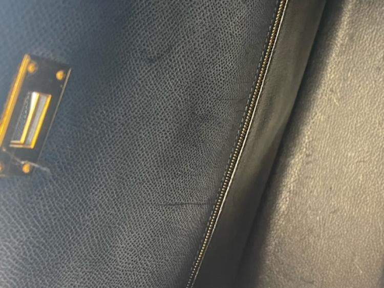 Pre Owned Hermes Black Epsom Leather Gold Hardware Kelly Sellier 35 Bag
