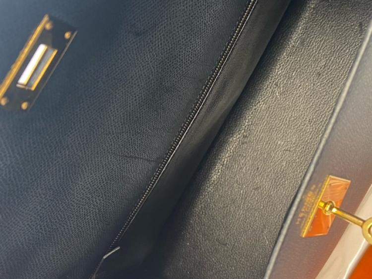 Pre Owned Hermes Black Epsom Leather Gold Hardware Kelly Sellier 35 Bag