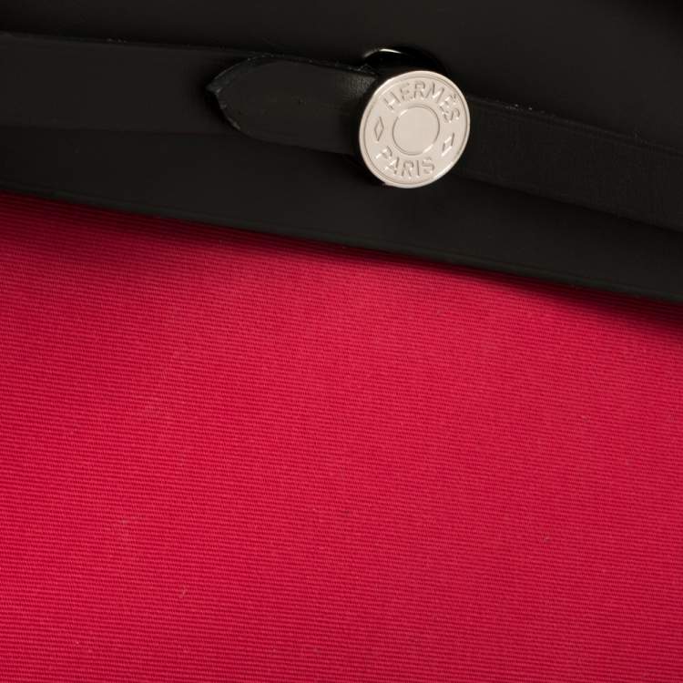 مملوكة مسبقًا Hermes Extreme Rose/Khaki Canvas and Leather Herbag Zip 31 Bag