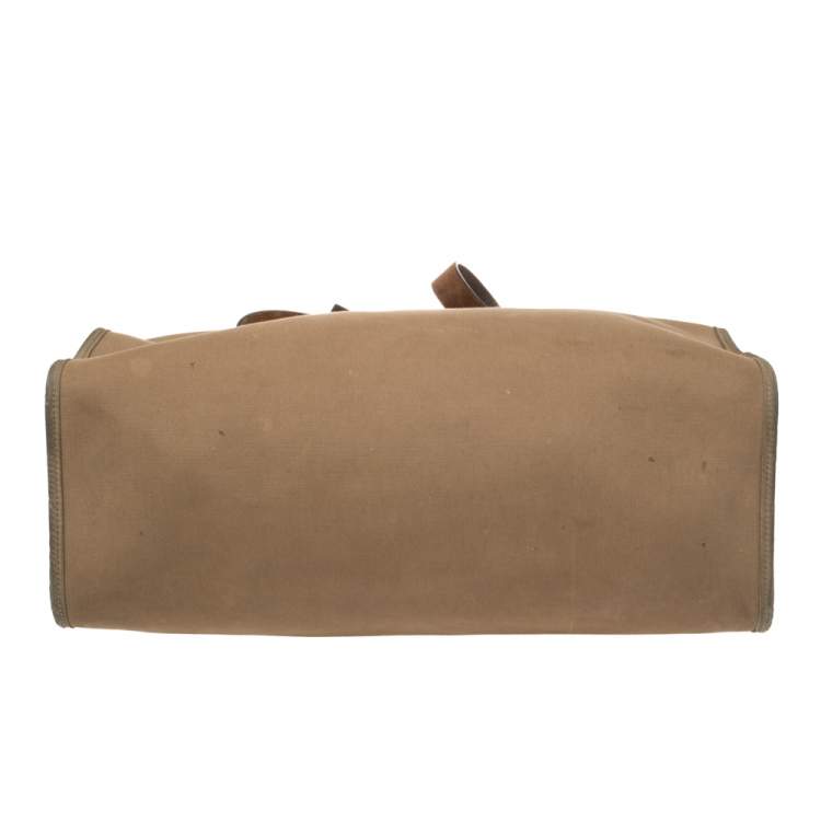 Pre Owned Hermes Etoupe/Ebene Canvas and Leather Herbag Zip 39 Bag